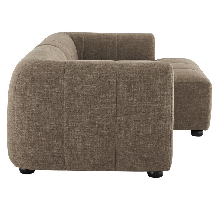 Liana Right-Facing Upholstered Fabric Modular Sofa with Chaise in Mocha