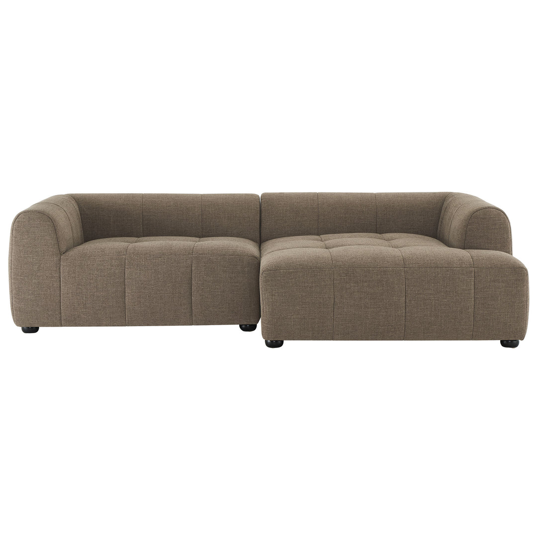 Liana Right-Facing Upholstered Fabric Modular Sofa with Chaise in Mocha