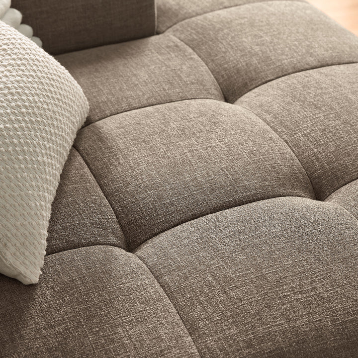 Liana Right-Facing Upholstered Fabric Modular Sofa with Chaise in Mocha