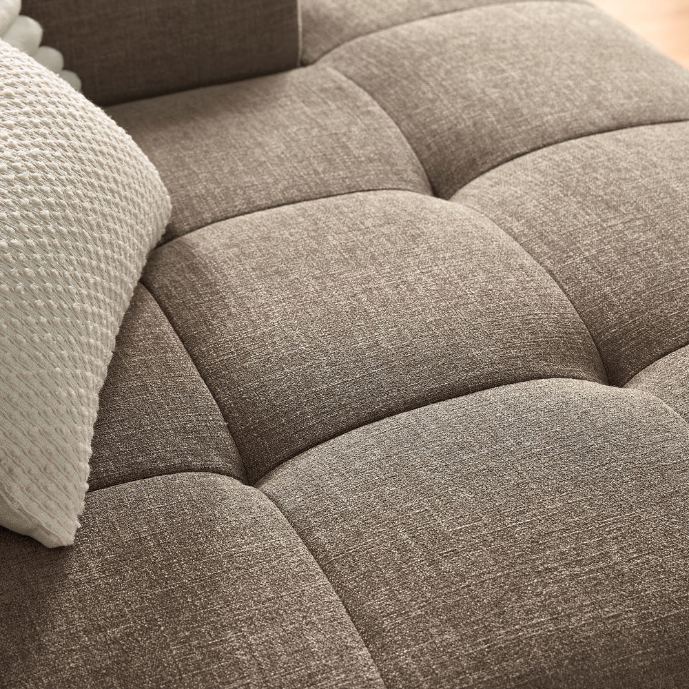 Liana Right-Facing Upholstered Fabric Modular Sofa with Chaise in Mocha