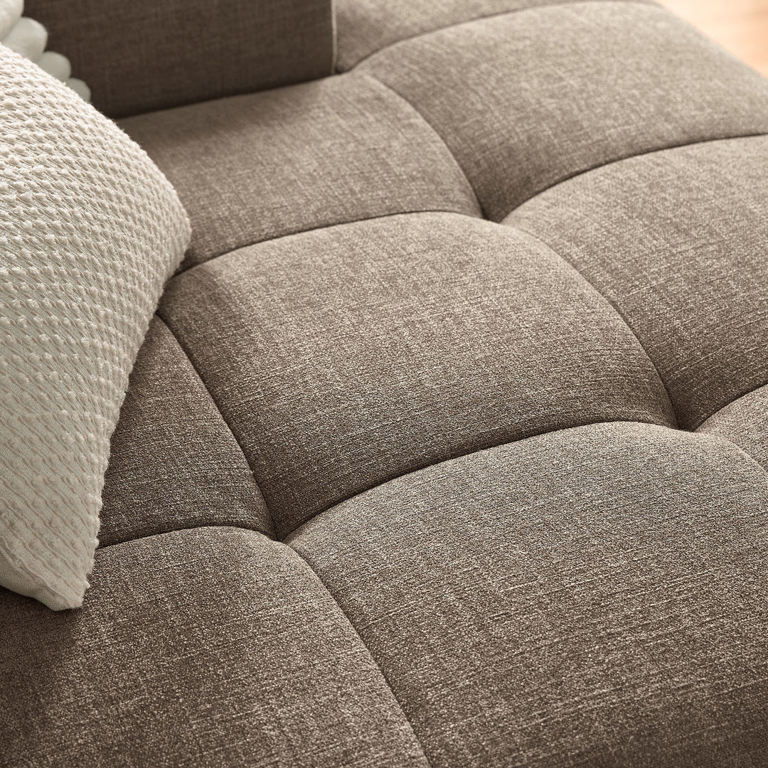 Liana Right-Facing Upholstered Fabric Modular Sofa with Chaise in Mocha