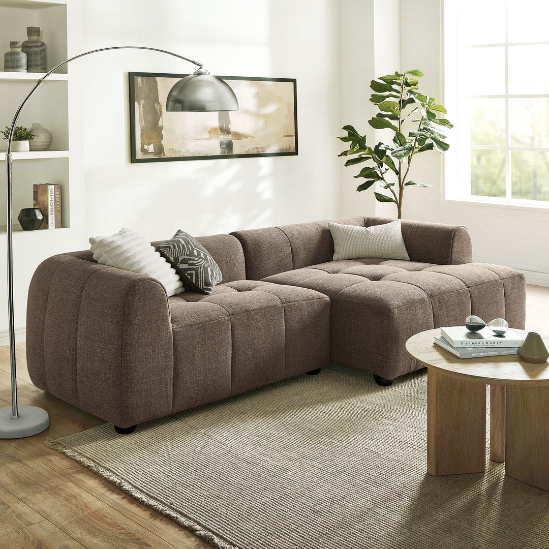Liana Right-Facing Upholstered Fabric Modular Sofa with Chaise in Mocha