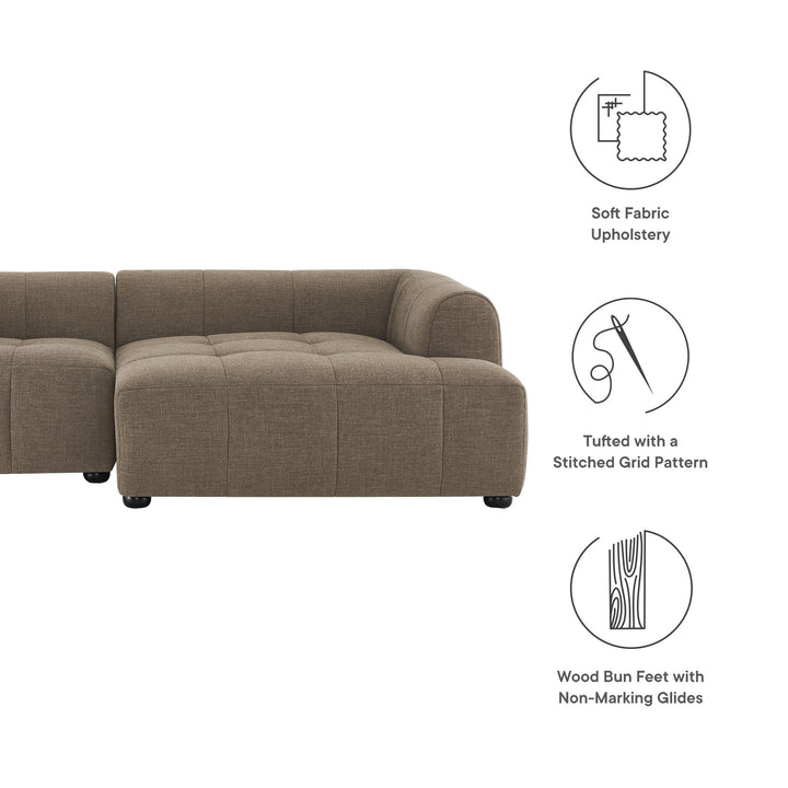 Liana Right-Facing Upholstered Fabric Modular Sofa with Chaise in Mocha