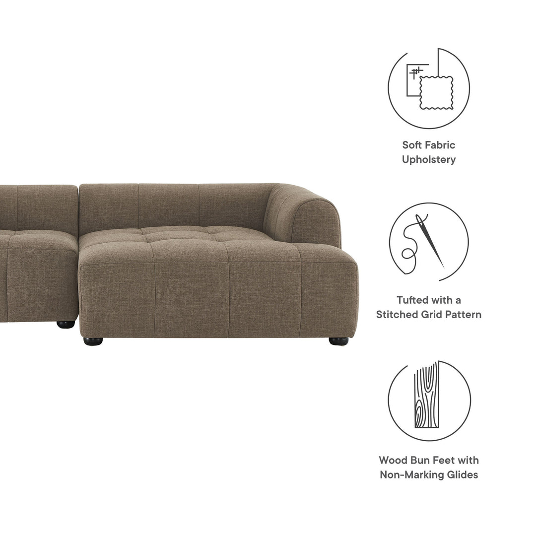 Liana Right-Facing Upholstered Fabric Modular Sofa with Chaise in Mocha