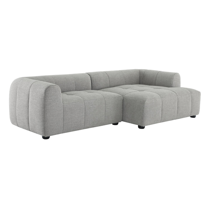 Liana Right-Facing Upholstered Fabric Modular Sofa with Chaise in Pewter