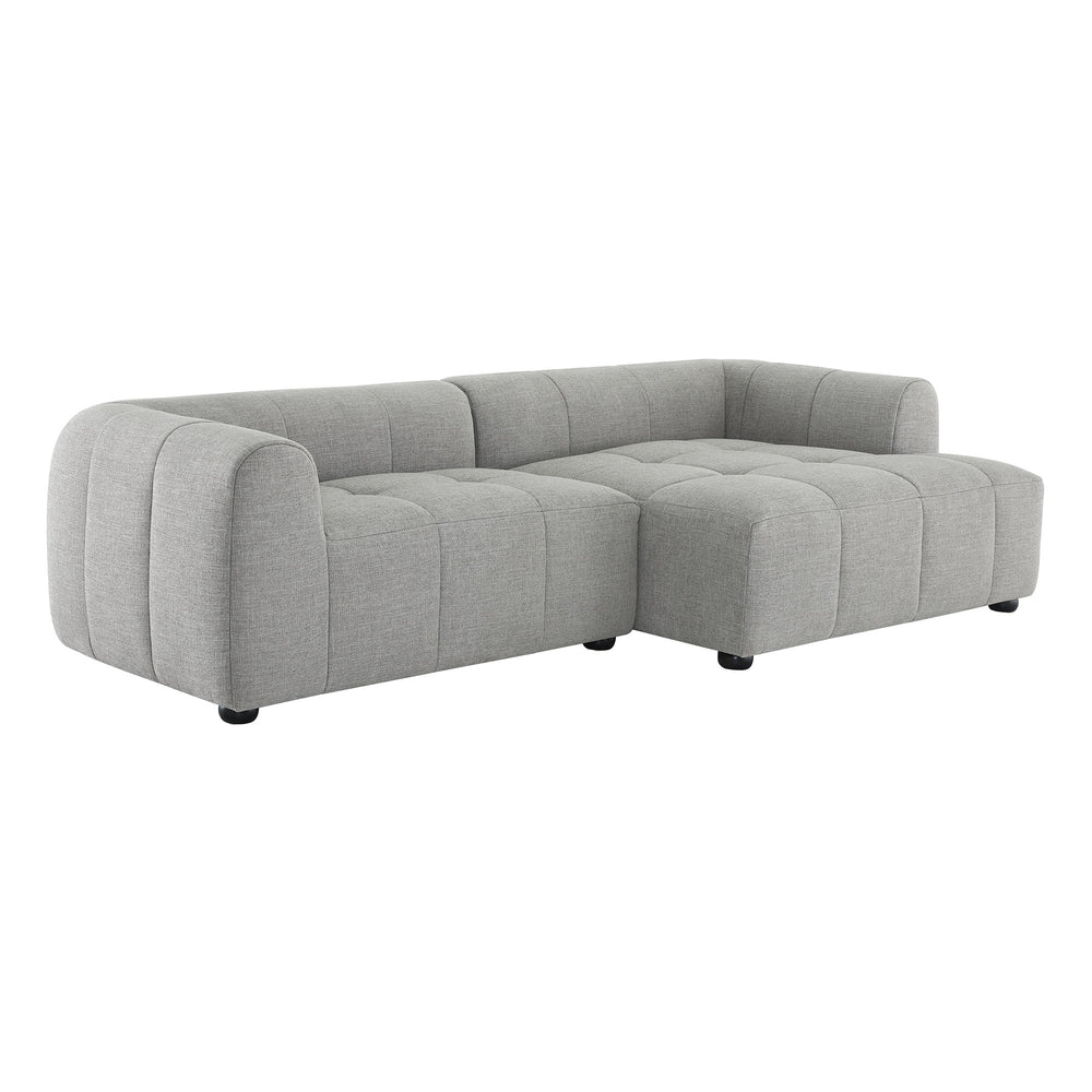 Liana Right-Facing Upholstered Fabric Modular Sofa with Chaise in Pewter