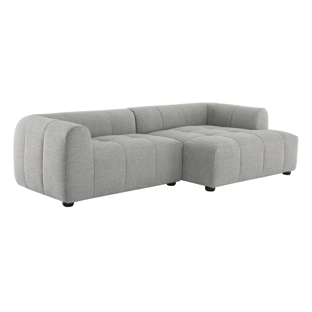 Liana Right-Facing Upholstered Fabric Modular Sofa with Chaise in Pewter