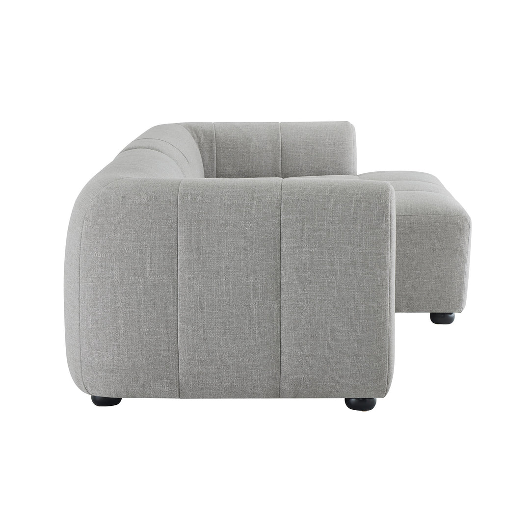 Liana Right-Facing Upholstered Fabric Modular Sofa with Chaise in Pewter
