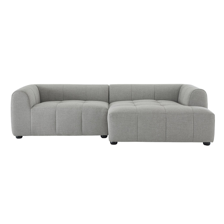 Liana Right-Facing Upholstered Fabric Modular Sofa with Chaise in Pewter