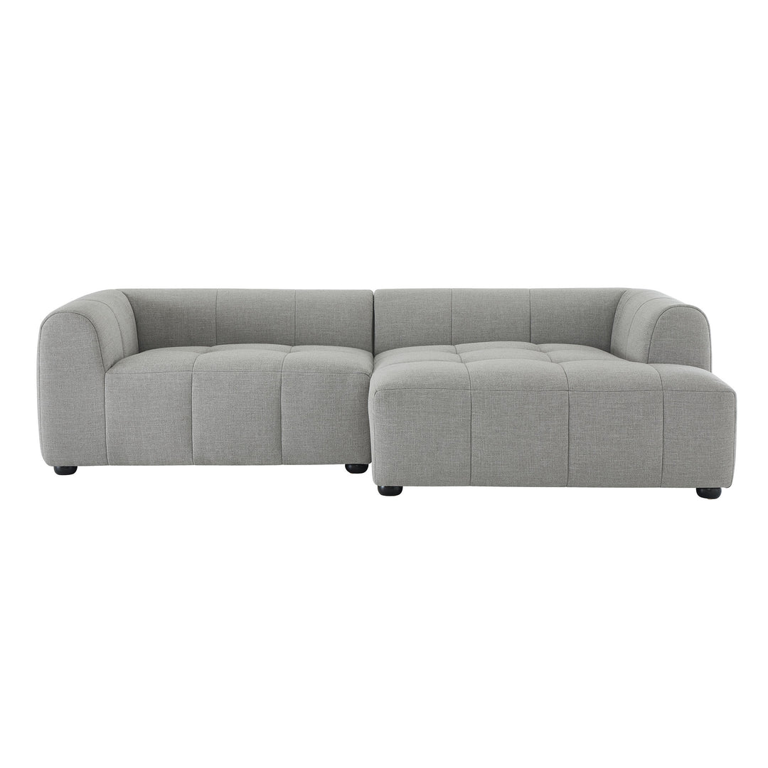 Liana Right-Facing Upholstered Fabric Modular Sofa with Chaise in Pewter