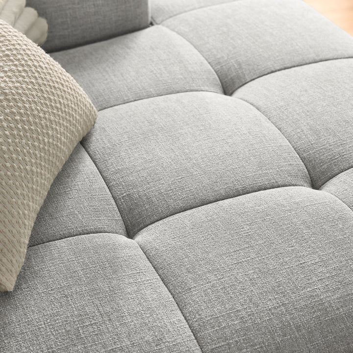 Liana Right-Facing Upholstered Fabric Modular Sofa with Chaise in Pewter