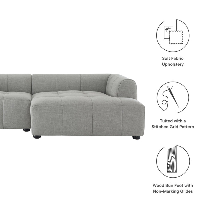 Liana Right-Facing Upholstered Fabric Modular Sofa with Chaise in Pewter