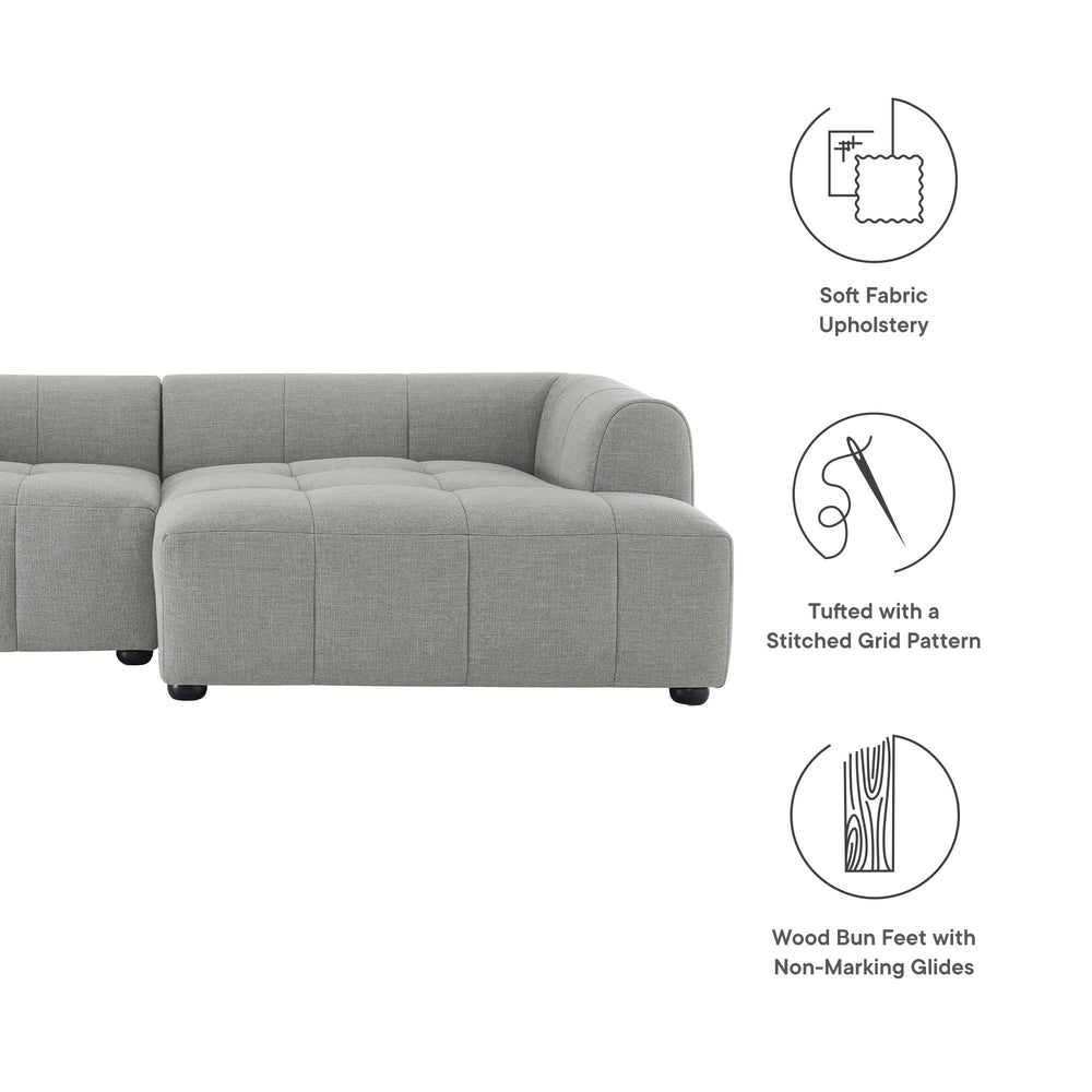 Liana Right-Facing Upholstered Fabric Modular Sofa with Chaise in Pewter