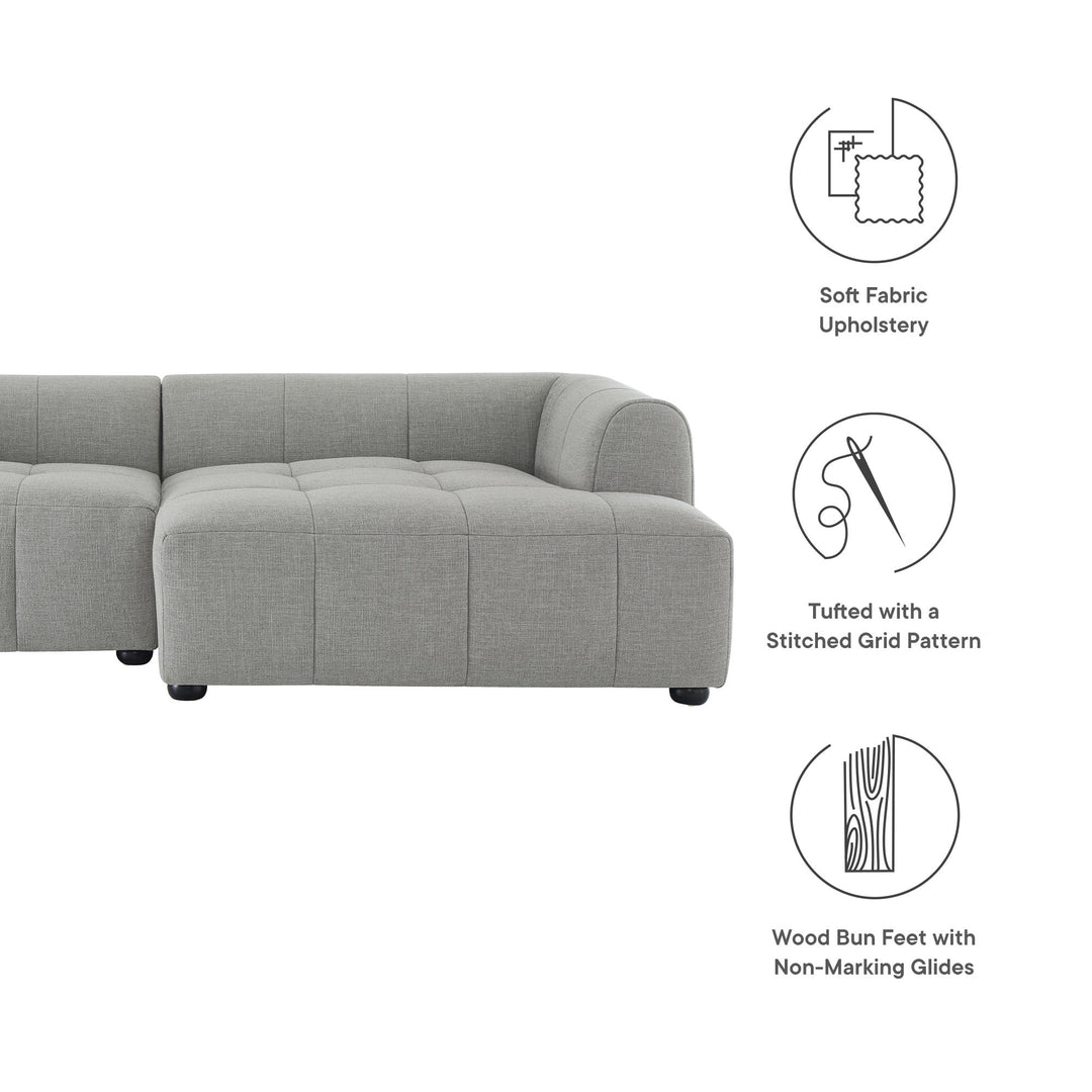 Liana Right-Facing Upholstered Fabric Modular Sofa with Chaise in Pewter