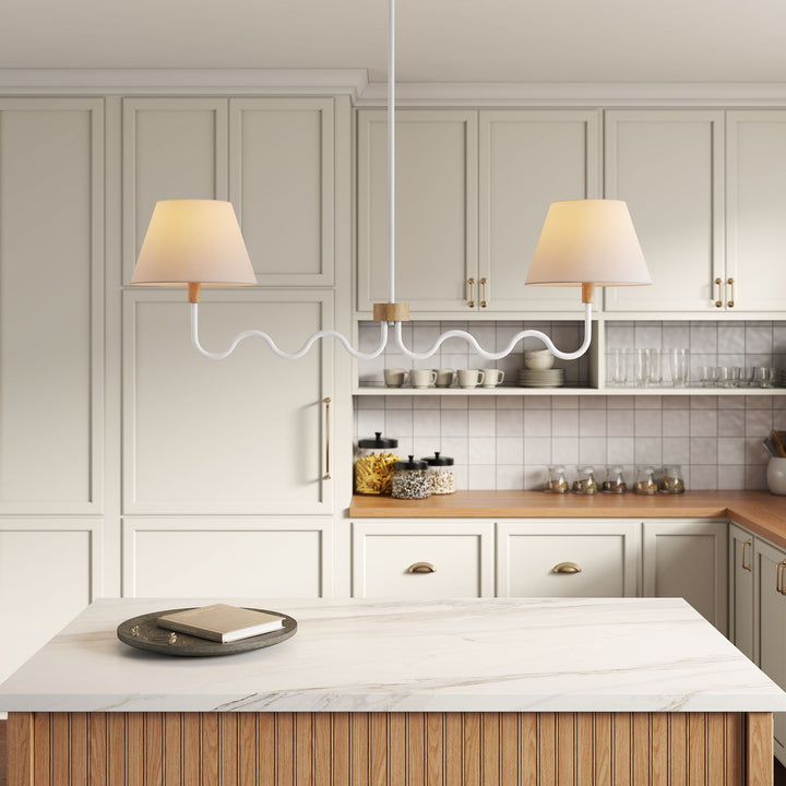 Sunlit Squiggle 2-Arm Pendant Light in Natural White