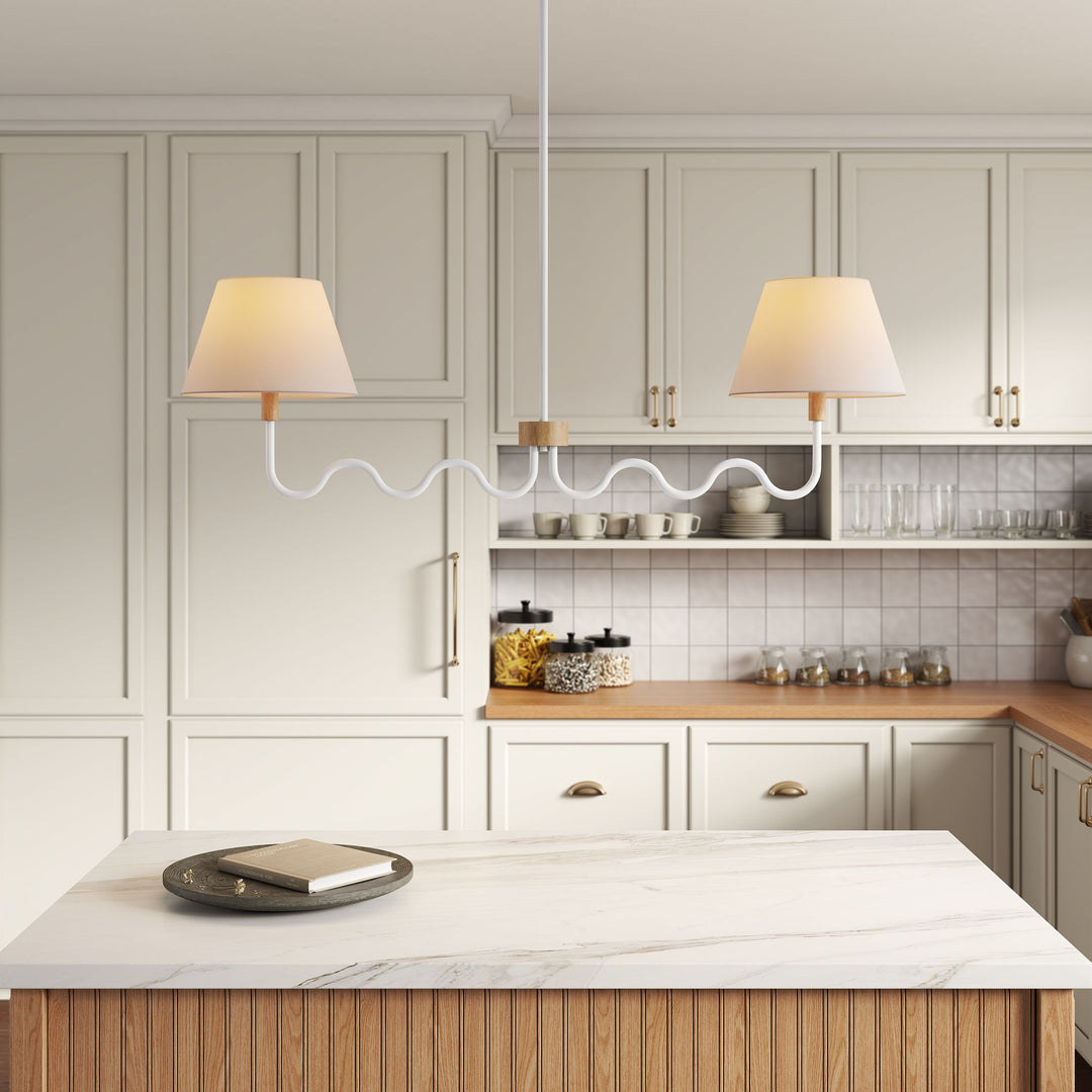 Sunlit Squiggle 2-Arm Pendant Light in Natural White