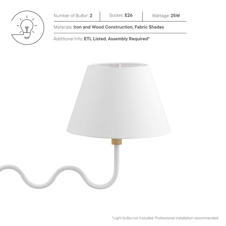 Sunlit Squiggle 2-Arm Pendant Light in Natural White