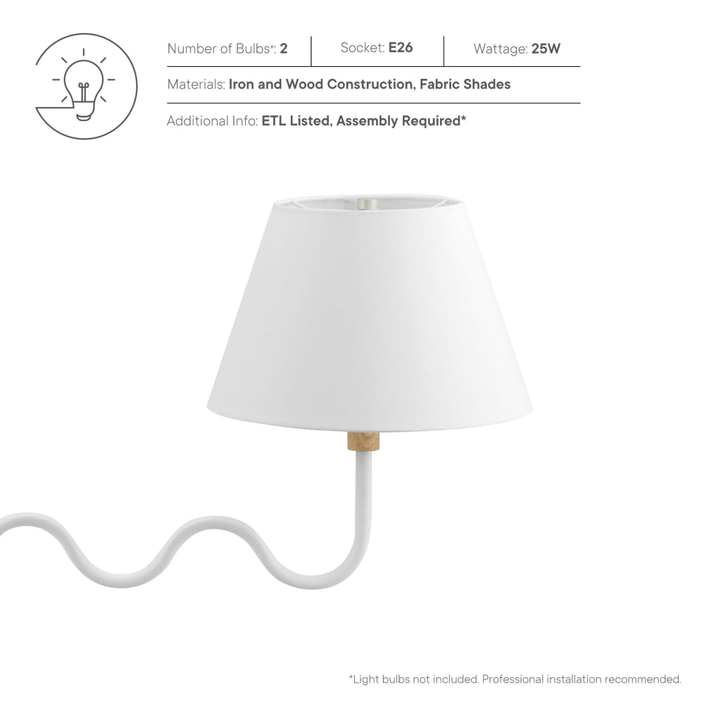 Sunlit Squiggle 2-Arm Pendant Light in Natural White