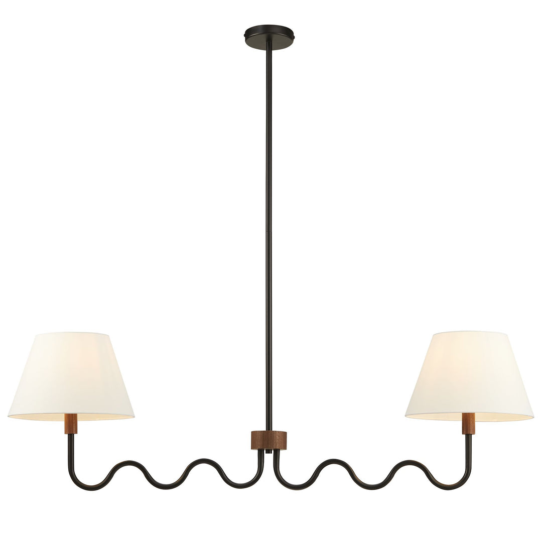 Sunlit Squiggle 2-Arm Pendant Light in Walnut Black