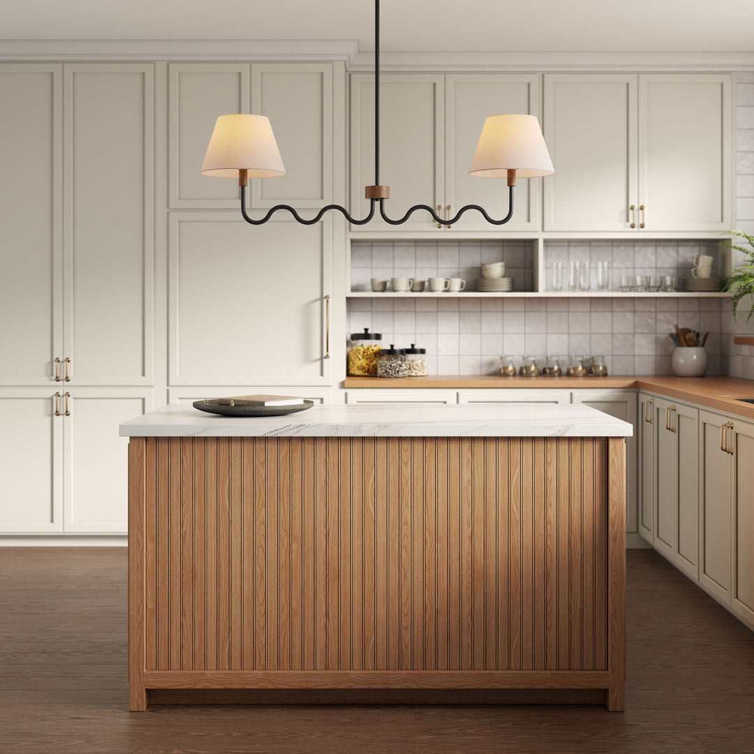 Sunlit Squiggle 2-Arm Pendant Light in Walnut Black