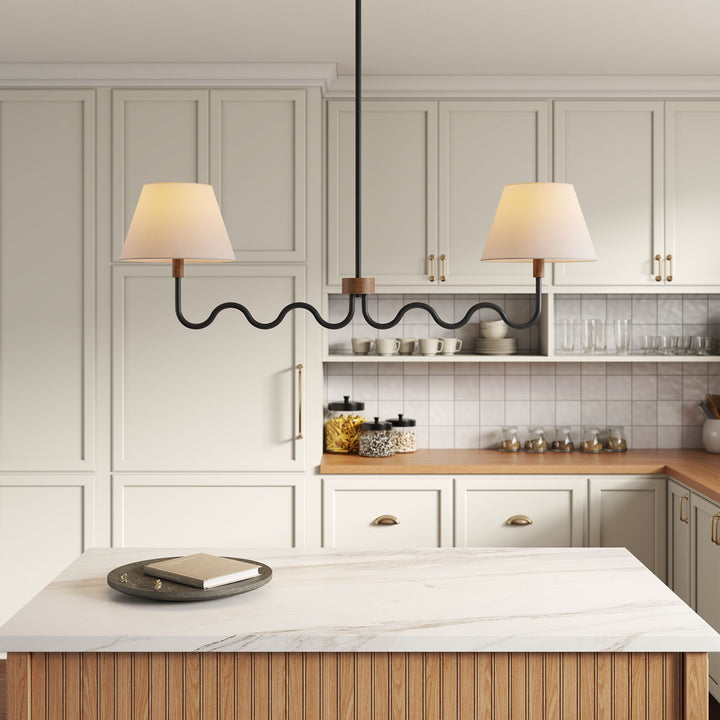 Sunlit Squiggle 2-Arm Pendant Light in Walnut Black