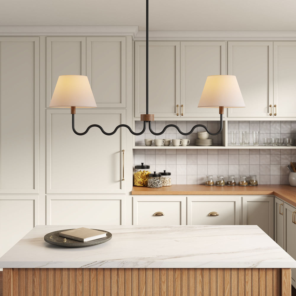 Sunlit Squiggle 2-Arm Pendant Light in Walnut Black