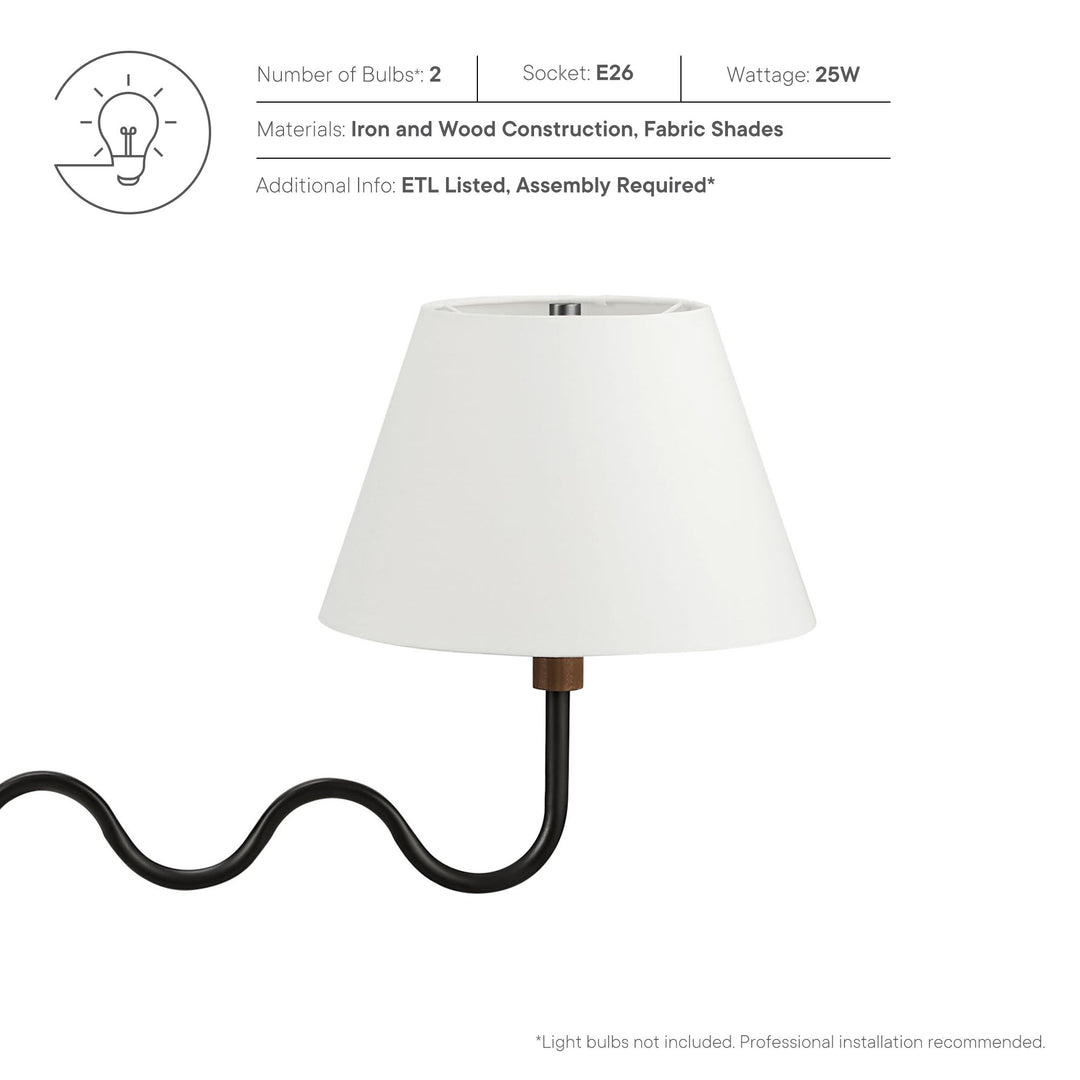 Sunlit Squiggle 2-Arm Pendant Light in Walnut Black