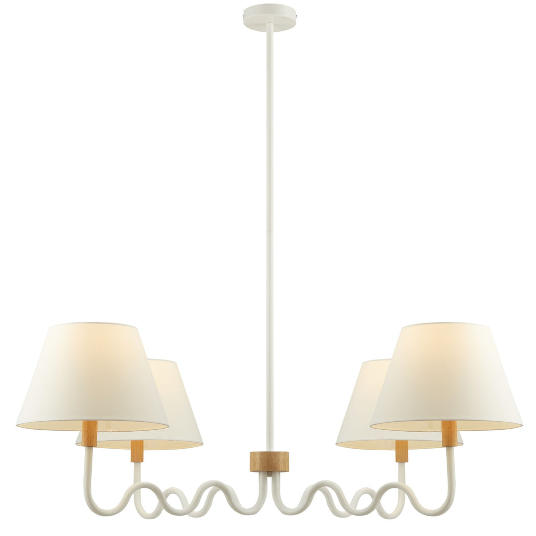 Sunlit Squiggle 4-Arm Pendant Light in Natural White