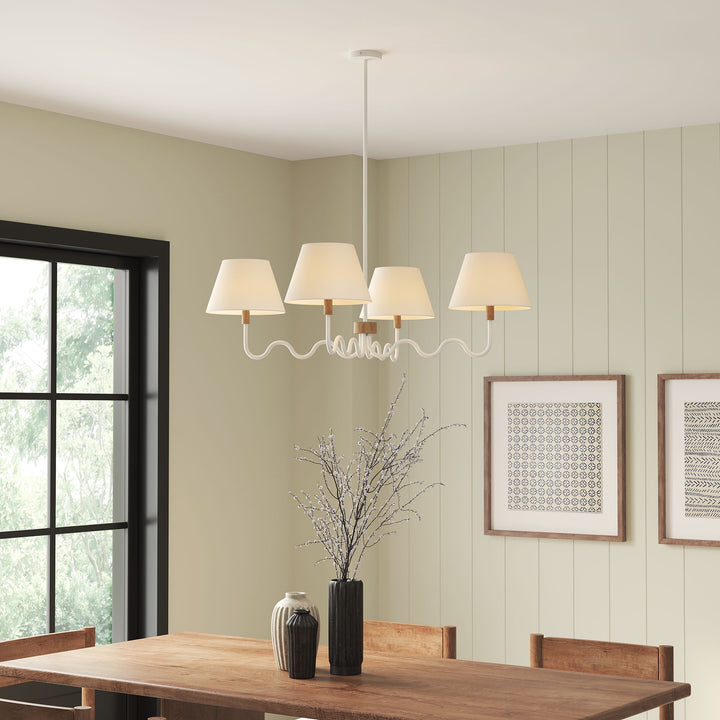 Sunlit Squiggle 4-Arm Pendant Light in Natural White