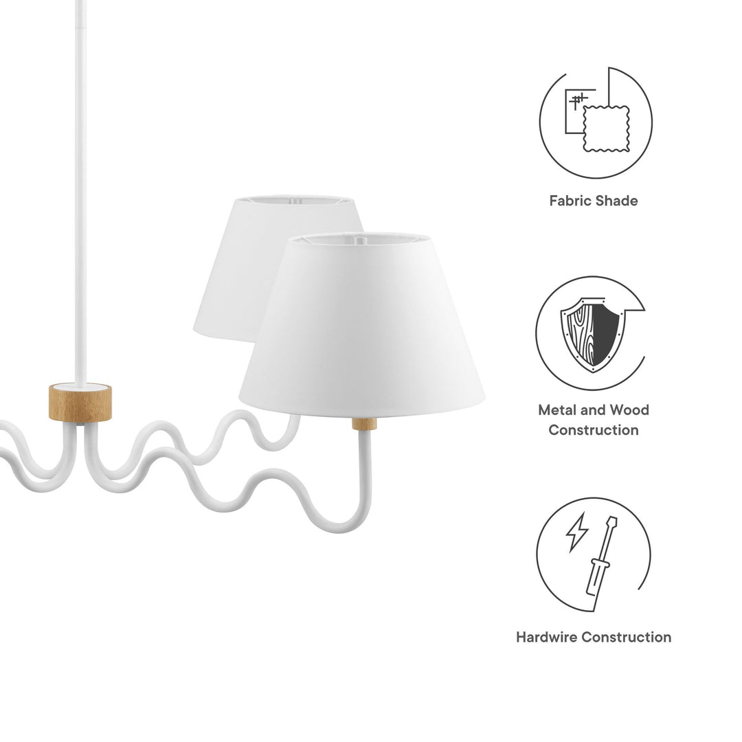 Sunlit Squiggle 4-Arm Pendant Light in Natural White