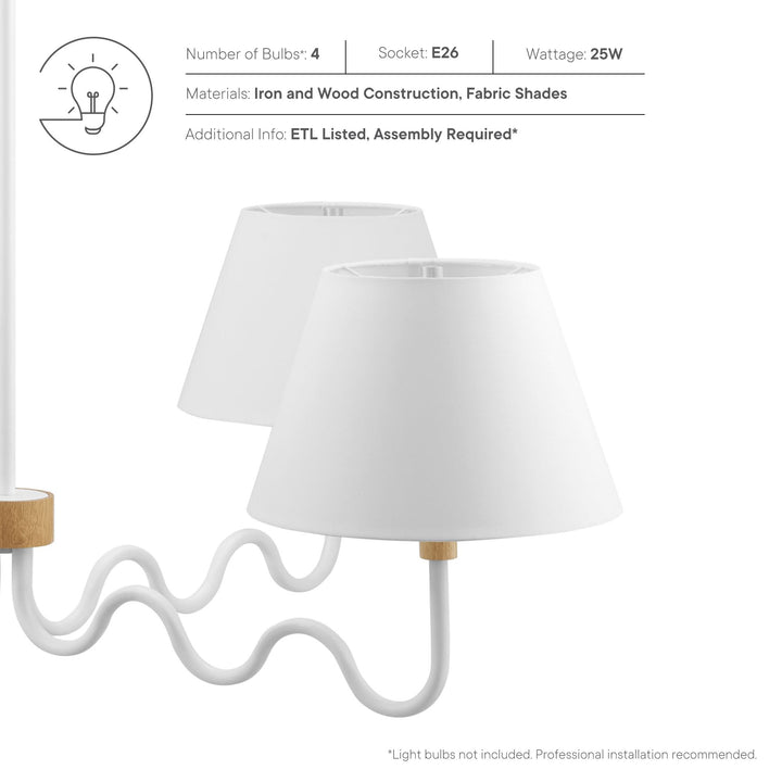 Sunlit Squiggle 4-Arm Pendant Light in Natural White