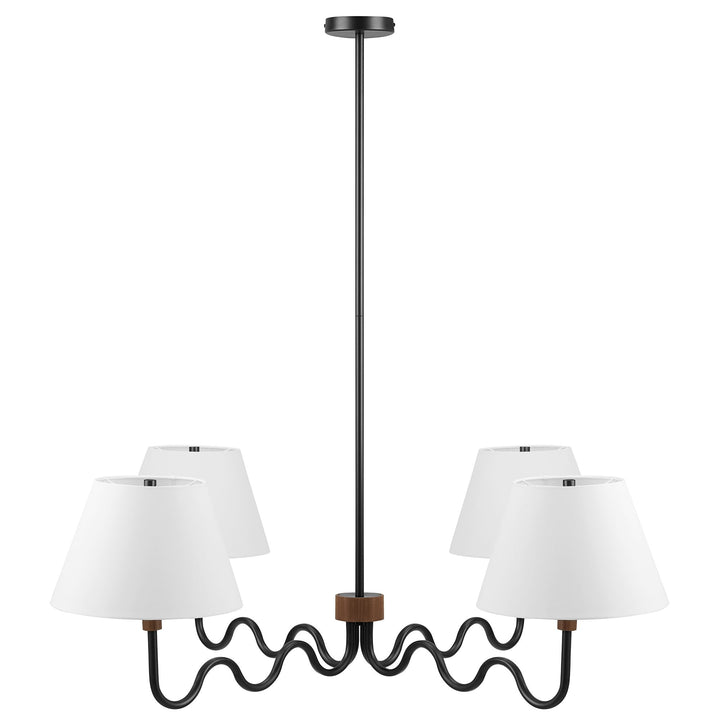 Sunlit Squiggle 4-Arm Pendant Light in Walnut Black