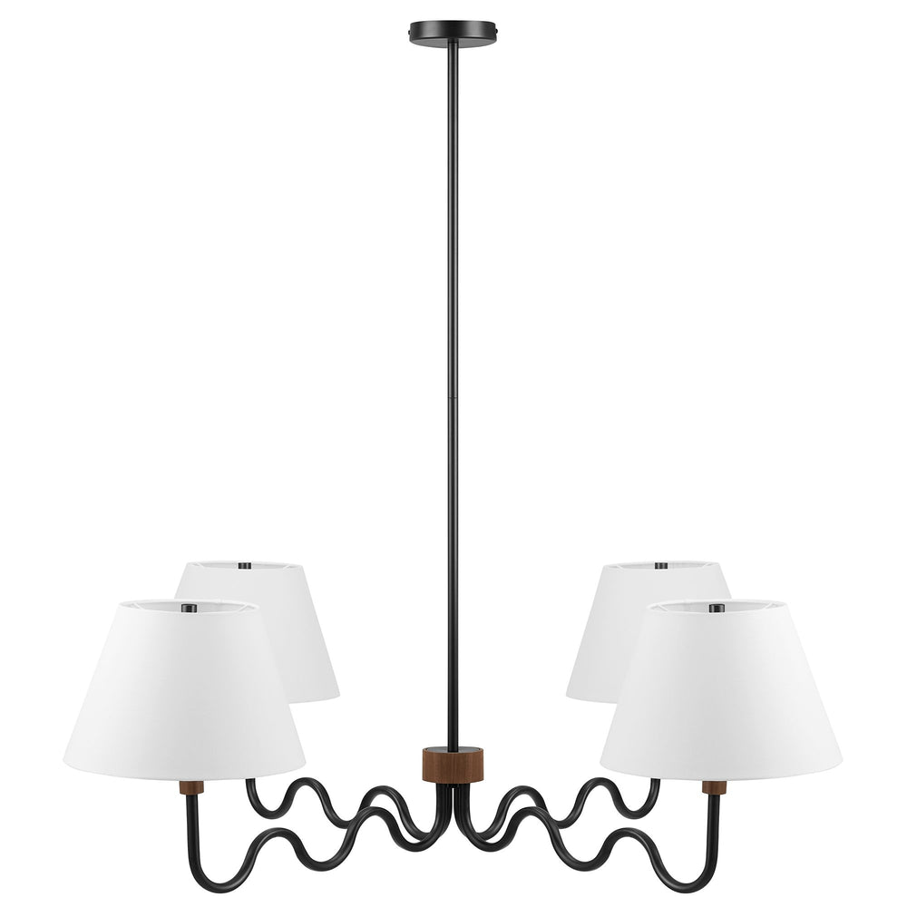 Sunlit Squiggle 4-Arm Pendant Light in Walnut Black