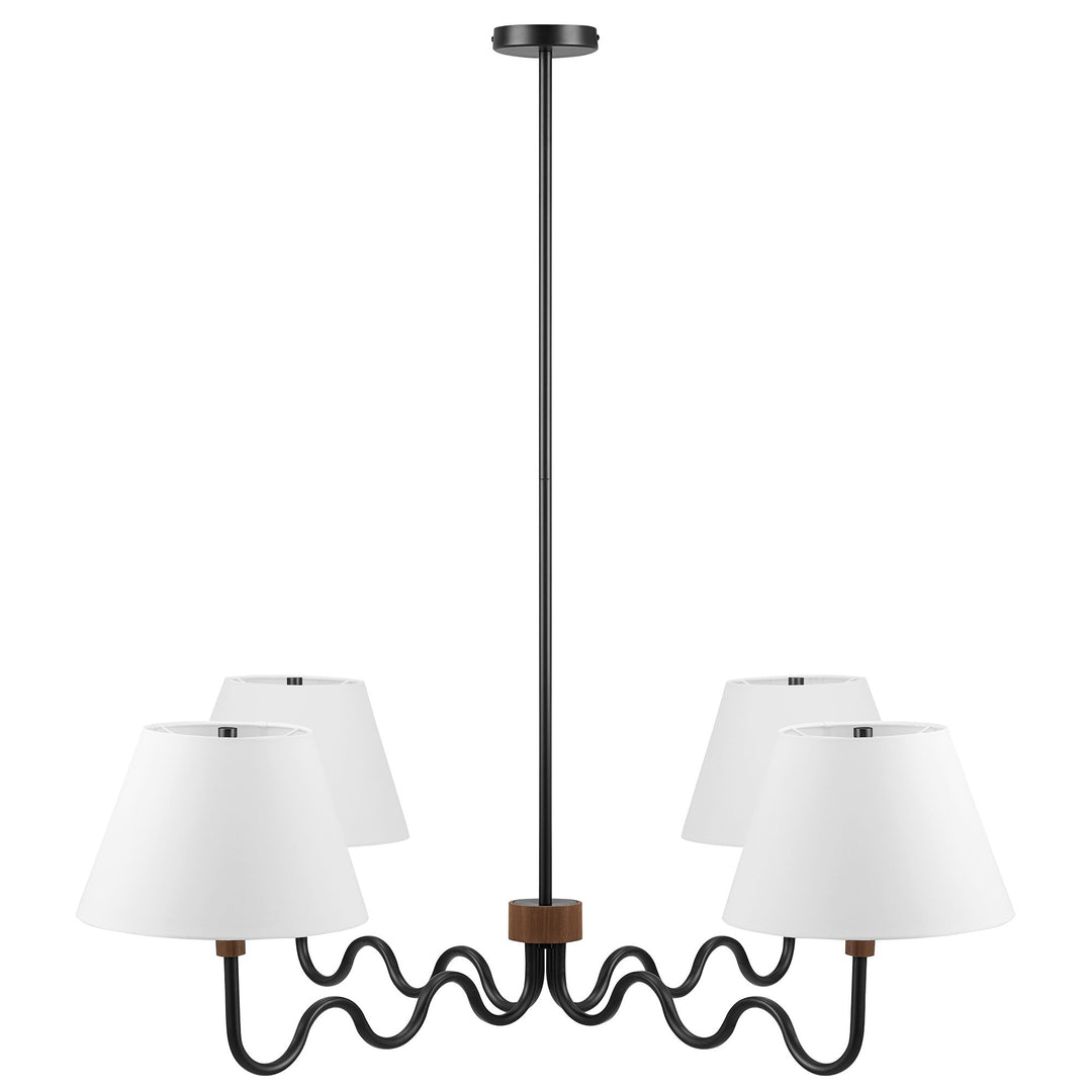 Sunlit Squiggle 4-Arm Pendant Light in Walnut Black