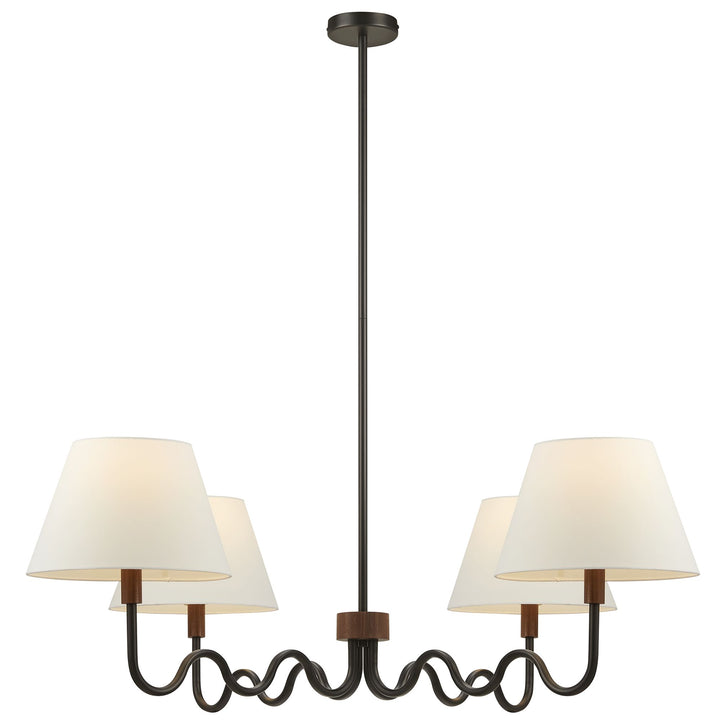 Sunlit Squiggle 4-Arm Pendant Light in Walnut Black