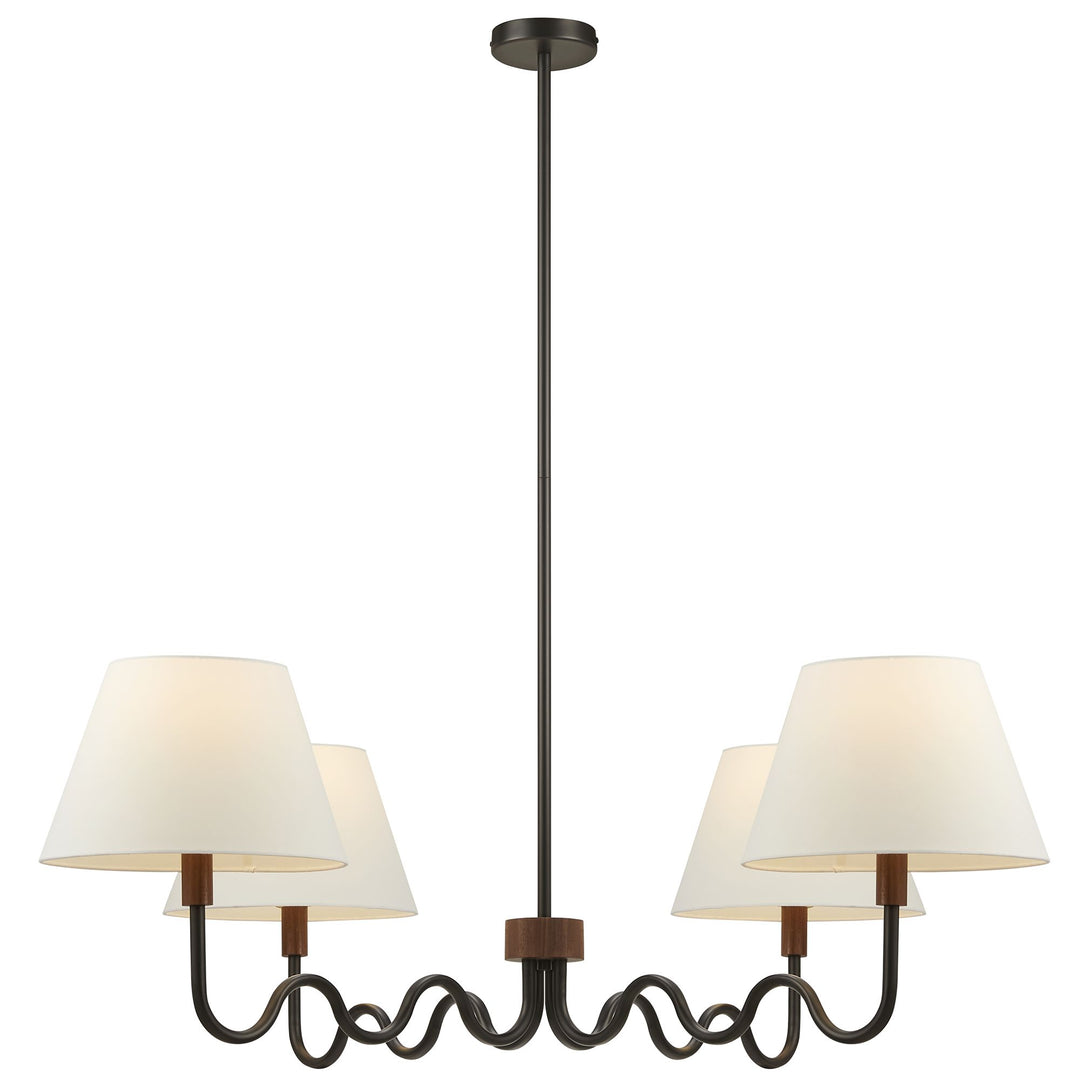 Sunlit Squiggle 4-Arm Pendant Light in Walnut Black