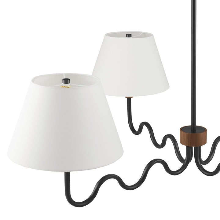 Sunlit Squiggle 4-Arm Pendant Light in Walnut Black