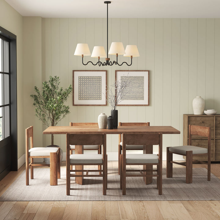 Sunlit Squiggle 4-Arm Pendant Light in Walnut Black