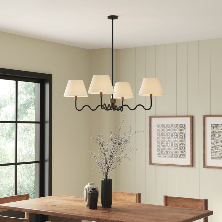 Sunlit Squiggle 4-Arm Pendant Light in Walnut Black