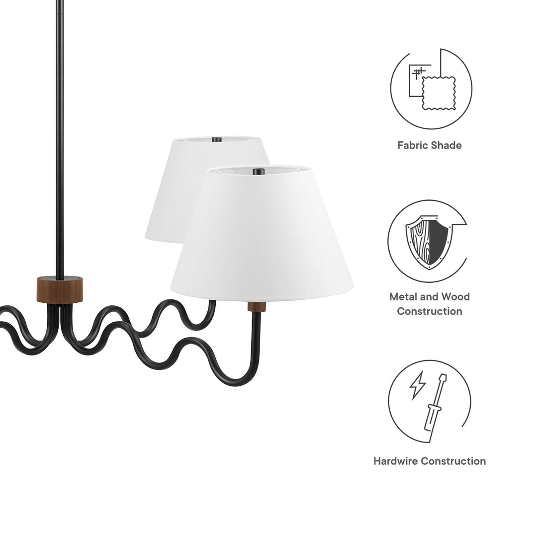 Sunlit Squiggle 4-Arm Pendant Light in Walnut Black