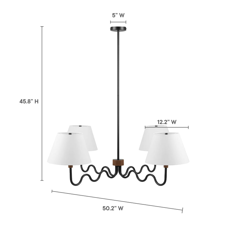 Sunlit Squiggle 4-Arm Pendant Light in Walnut Black