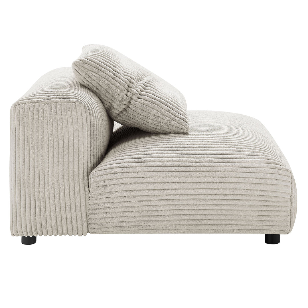 Solace Modular Corduroy Upholstered Armless Chair in Almond