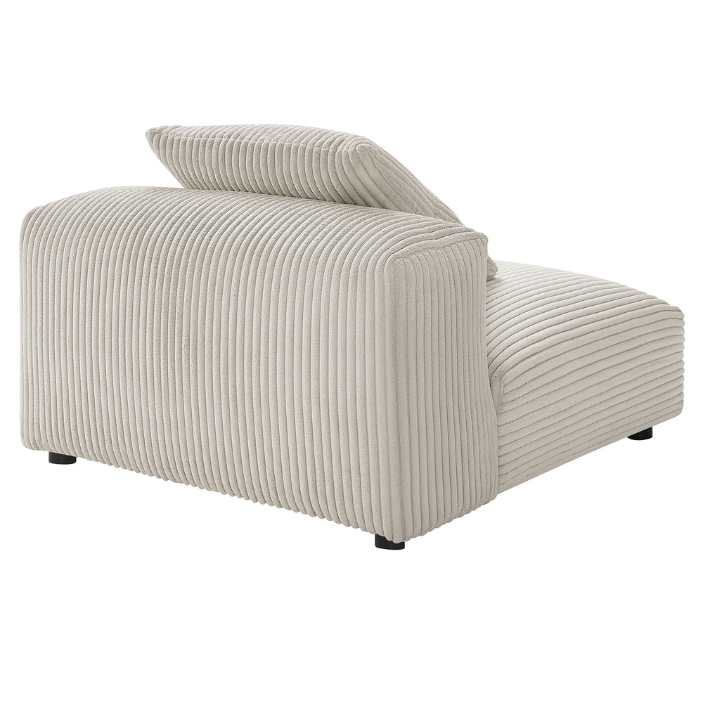 Solace Modular Corduroy Upholstered Armless Chair in Almond