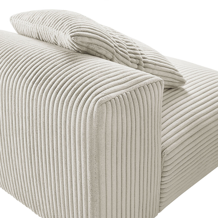 Solace Modular Corduroy Upholstered Armless Chair in Almond
