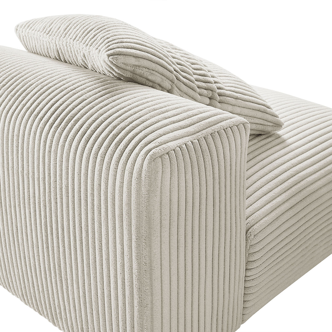 Solace Modular Corduroy Upholstered Armless Chair in Almond