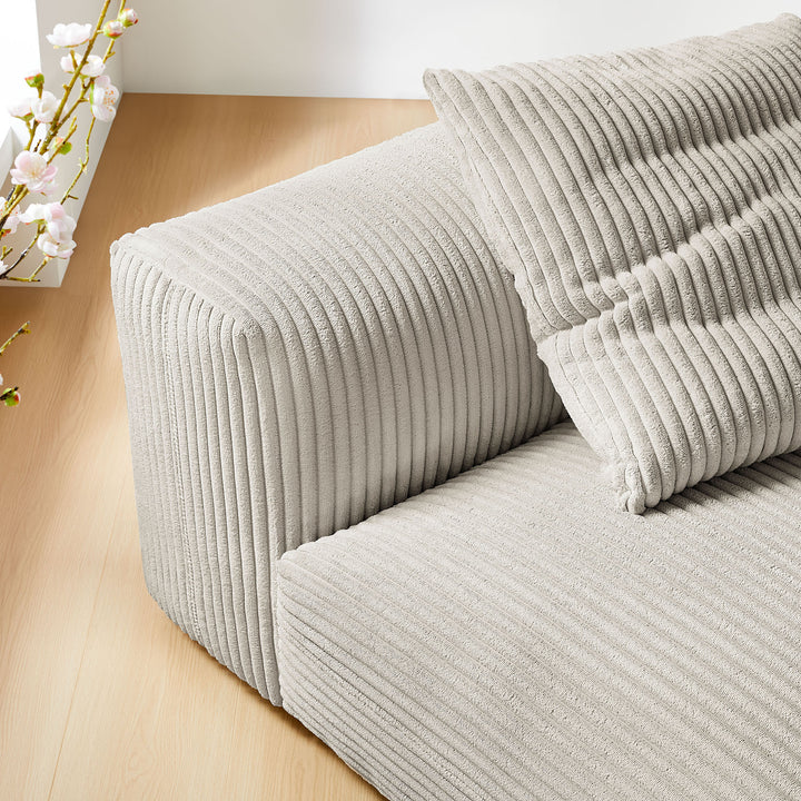 Solace Modular Corduroy Upholstered Armless Chair in Almond