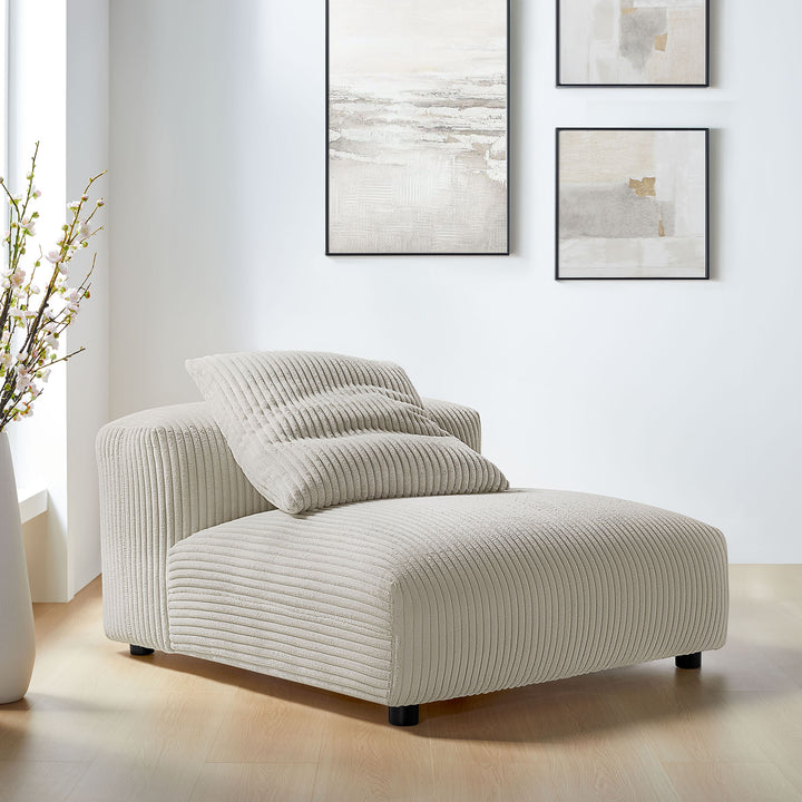 Solace Modular Corduroy Upholstered Armless Chair in Almond