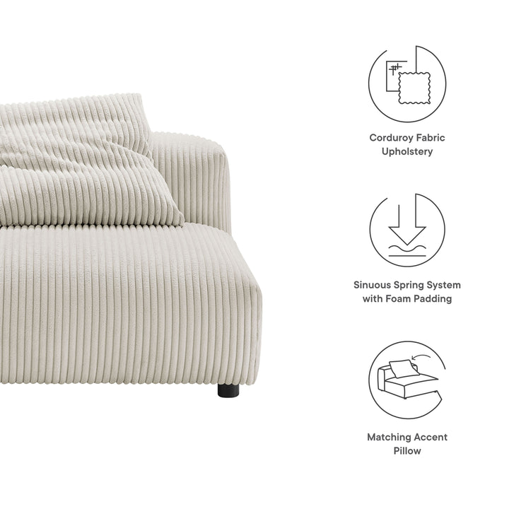 Solace Modular Corduroy Upholstered Armless Chair in Almond