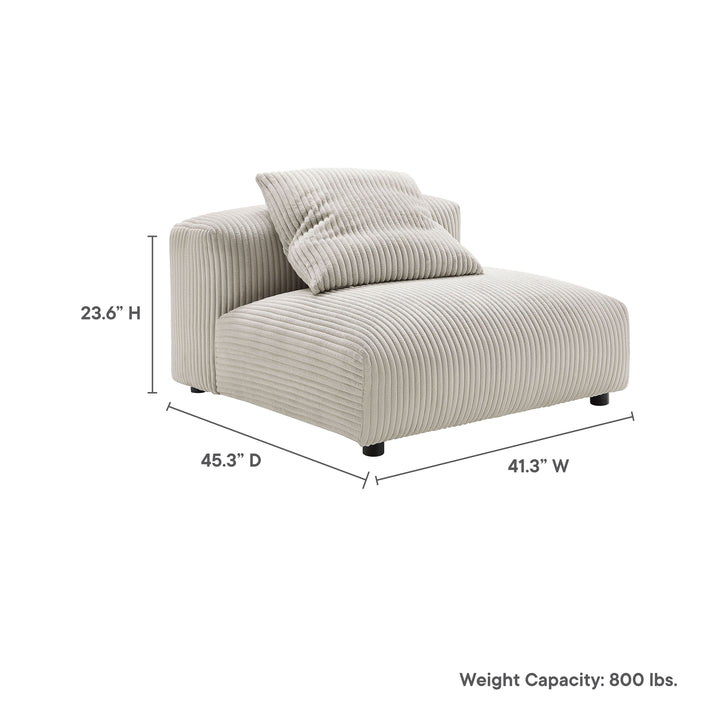 Solace Modular Corduroy Upholstered Armless Chair in Almond