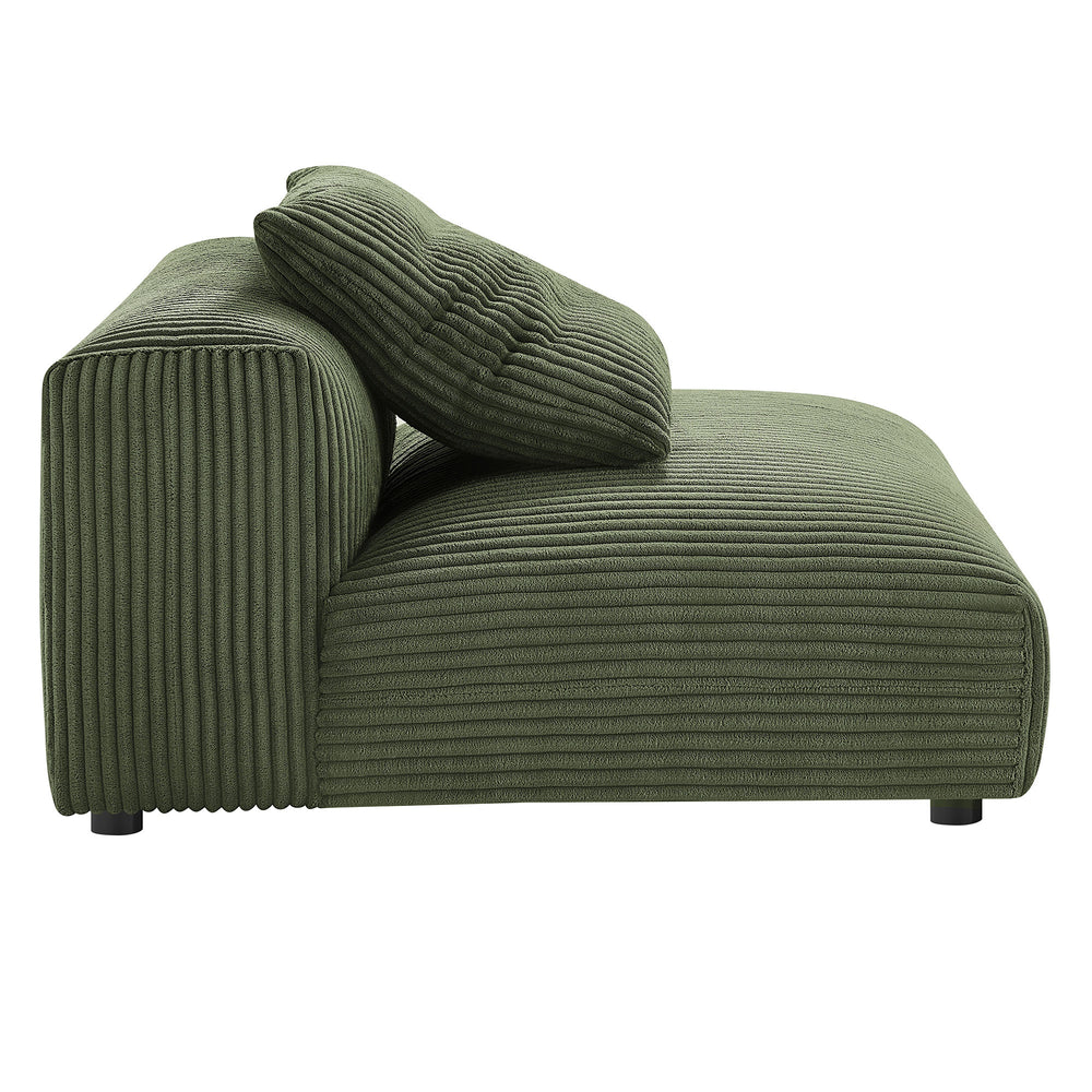 Solace Modular Corduroy Upholstered Armless Chair in Fern